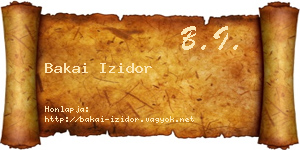 Bakai Izidor névjegykártya